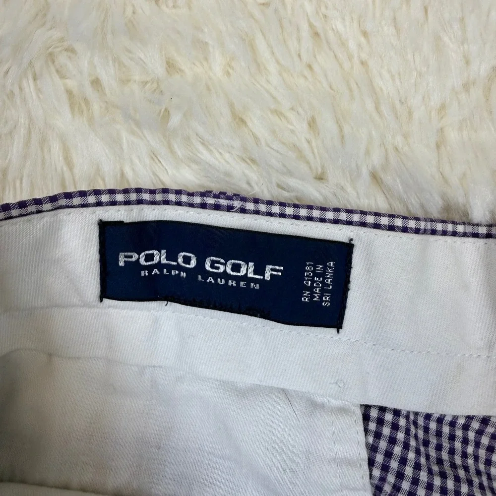 Polo Golf Ralph Lauren Shorts Mens 34 Purple Gingham Cotton Preppy Hamptons